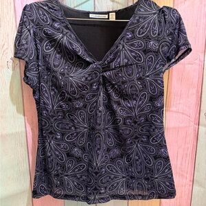 Croft & Barrow Black and Purple Paisley Blouse